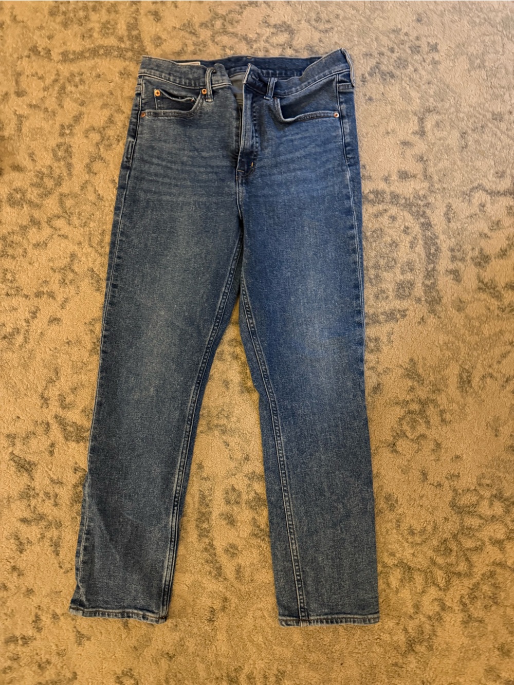 Gap Cigarette High Rise Jeans Medium Wash Stretch Slim Straight Size 28 / 6R